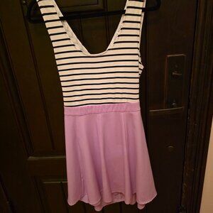 HYFVE Striped Top & Lavender Skirt Dress – Size L – Crisscross Open Back